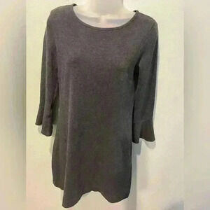 Madewell Long Sleeve Charcoal Gray Bell Sleeve Dress Size Small